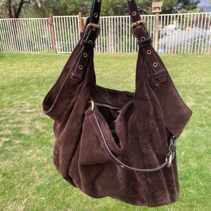Kooba brown suede purse with metal detail